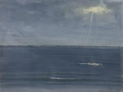 This painting of Westhampton Beach is a study in grays